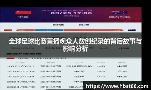 全球足球比赛直播观众人数创纪录的背后故事与影响分析