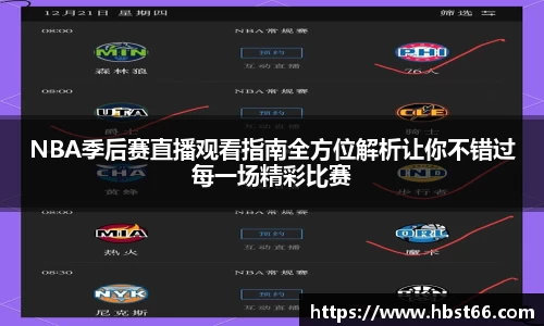 NBA季后赛直播观看指南全方位解析让你不错过每一场精彩比赛